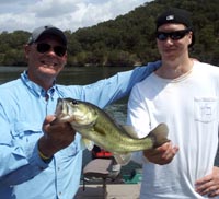 Father and son having fun on Lake Austin