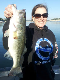 Brigitte catching 'em on Lake Travis