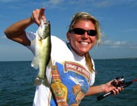 Alli catching bass on Choke