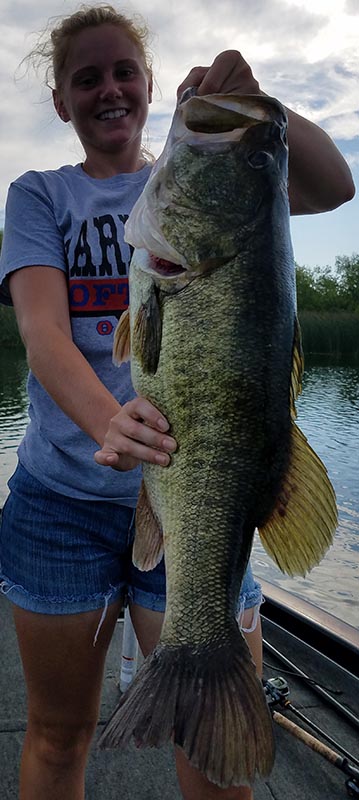 Hanna — bass fishing catch with Texas Hawgs