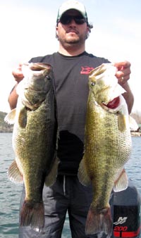 Kyle with triplet 9 lb Lake Austin bass. Sweet!