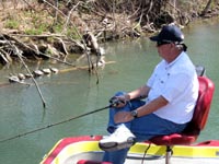 Bob and the turtles are out on a nice day on Lake Austin